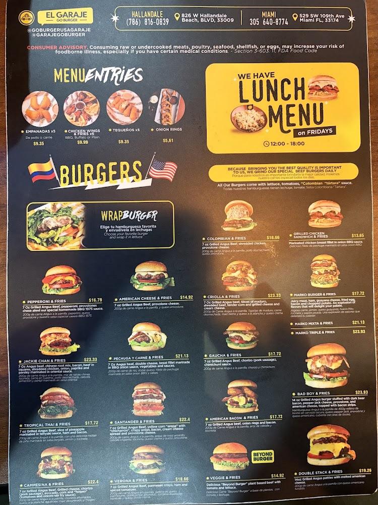 El Garaje Go Burger Miami Menu image 2